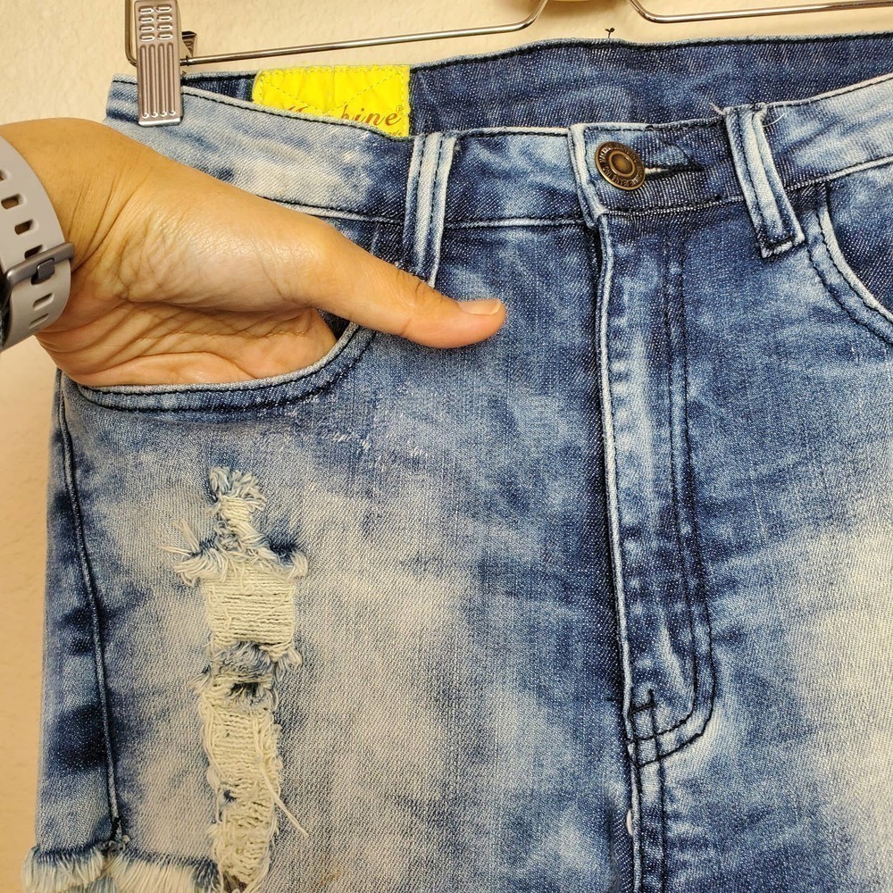 Machine Denim Jean High Rise Distress Short - Picture 5 of 10